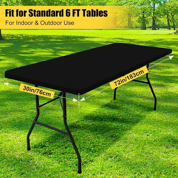 Set med 2 rektangulära picknickdukar, för 6-fotsbord (svart, 30\"x72\")
