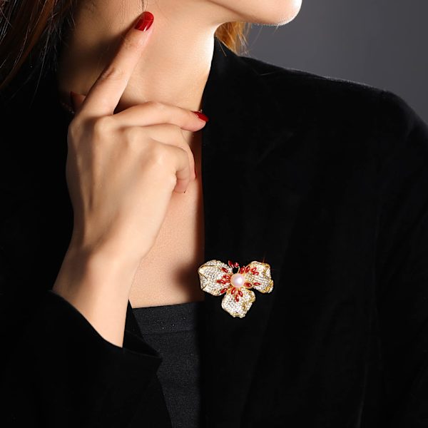 Elegant Pärlblomma Brosch Pins Broscher Kostym