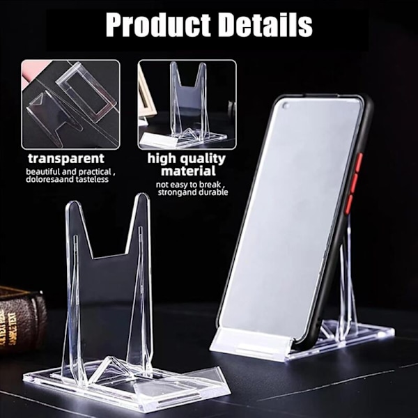 Justerbar præsentationsstøtte 12 Dele tallerken dørplade støtter transparent plastik display til fotorammer, CD, mobiltelefon, tallerken, bog, 11.5