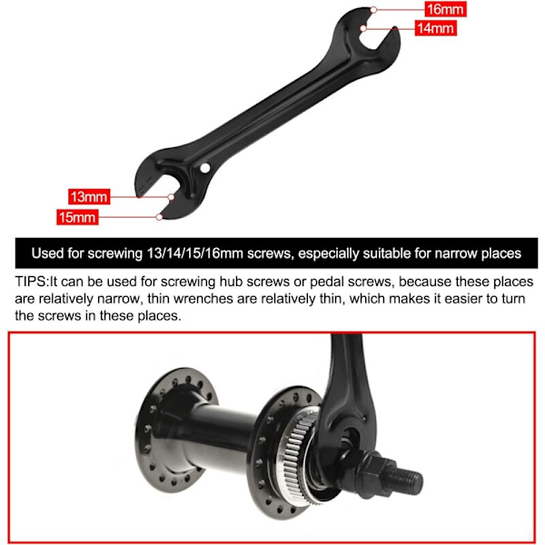 2 stk. 4-i-1 Konisk NØGLE, 13/14/15/16mm Konisk NØGLECYKEL Reparationsværktøj/Hjulnøgle/Reparationsnøgle Bagakselnøgle Mountainbike Cykel Rep