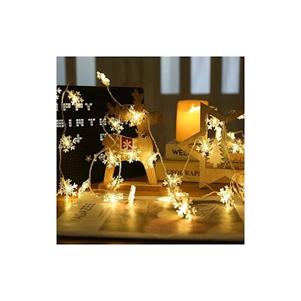 Lette snøfnugglys, 10m 80 LED-lys, soveromsdekorasjon, bryllup, jul, tredekorasjon