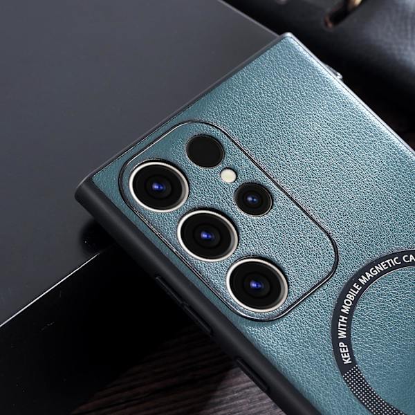 Magneettinen Magsafe-kotelo yhteensopiva Samsung Galaxy S23 Ultra -puhelimen kanssa, PU-nahkainen suojakotelo