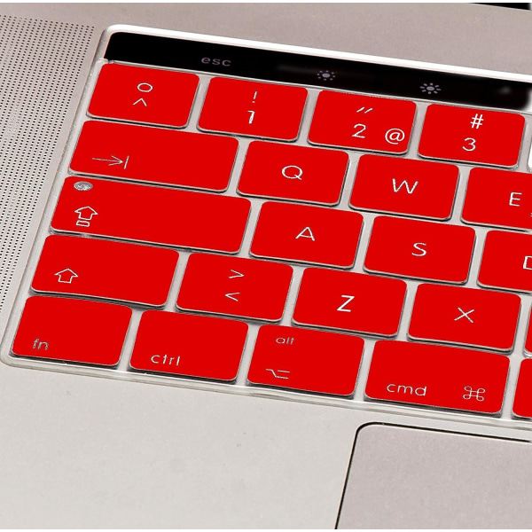 Punainen - MyGadget-näppäimistösuoja Apple MacBook Pro 13" ja 15" Touch Bar - Joustava silikonisuoja - erittäin ohut alusta.