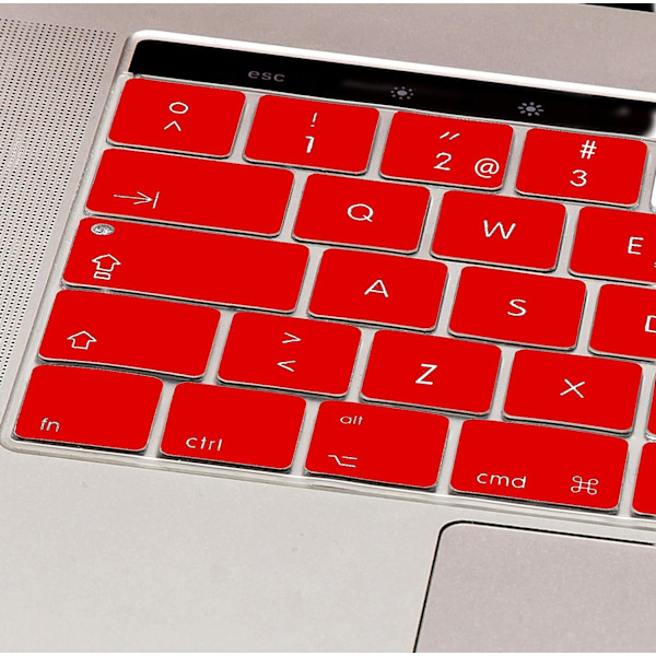 Röd - MyGadget tangentbordsskydd för Apple MacBook Pro 13\" och 15\" Touch Bar - Flexibelt silikontangentskydd - ultratunt underlägg.
