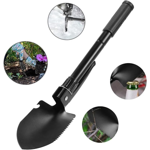 Sammenleggbar spade, multifunksjonell sammenleggbar spade, militær overlevelsesspade for campingplass, fotturer, utendørs, hagearbeid, grøft