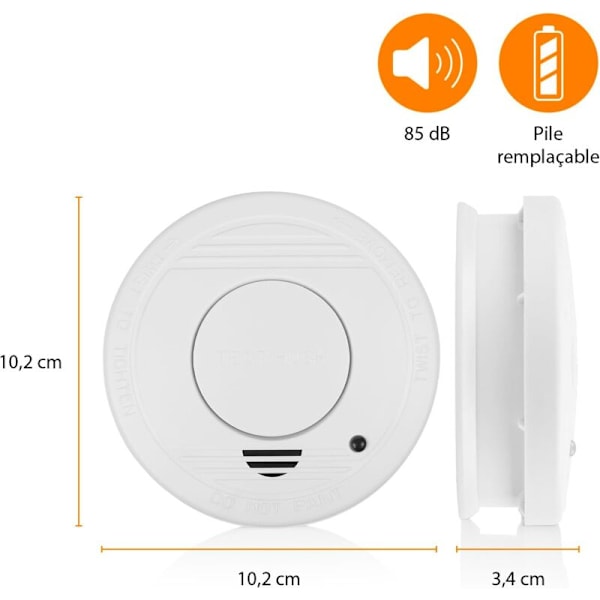 Smartware røykvarsler - optisk sensor - utskiftbart batteri 1 år - testknapp - 85 dB - hvit