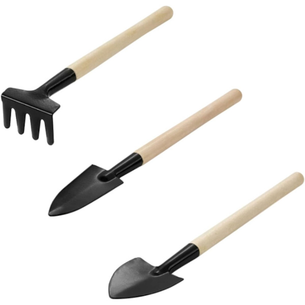 3 stk. Blomsterhaveudstyr Miniature Havearbejde Rive Spade og Skovl Sukkulente Plante Værktøjer til Indendørs Miniature Fehave