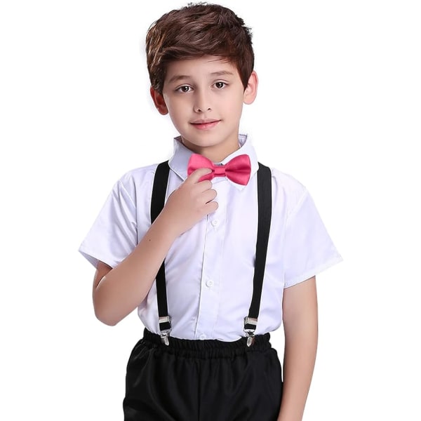 （Red）Classic Bow Tie Pre-tied Adjustable Solid Tuxedo Kids Bow Tie and Tie the Wedding Party