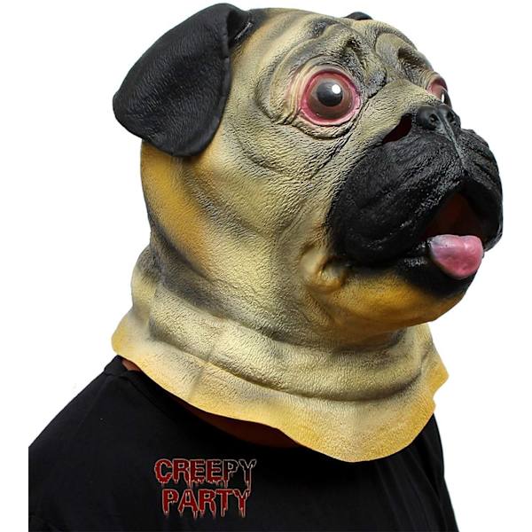 Halloween Kostyme Party Dyr Hode Lateks Maske Mops Hund