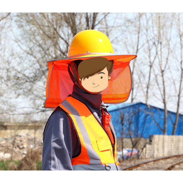 Orange Full brim mesh nakke reflekterende hat skygge bygning udendørs solbeskyttelse kan opbevares sikkerhedshjelm solskygge