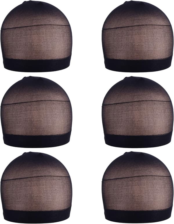 6 st Unisex Perukmössor Andningsbara Nylon Perukmössa (Svart)