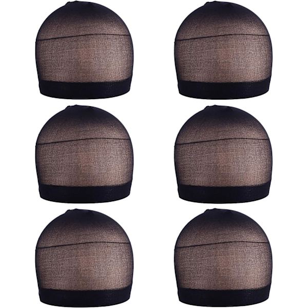 6 stk Unisex Parykkhetter Pustende Nylon Parykkhette (Svart)