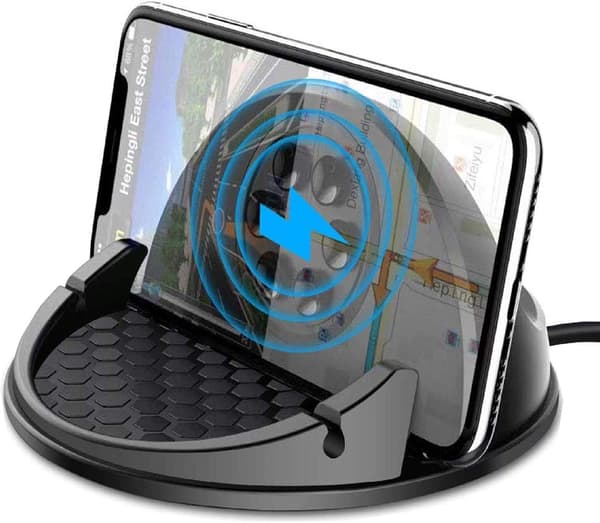 Trådløs Billader, Bil Inductionslader Stativ til Telefon, 10W Hurtigopladning USB_QC2.0/QC3.0 input