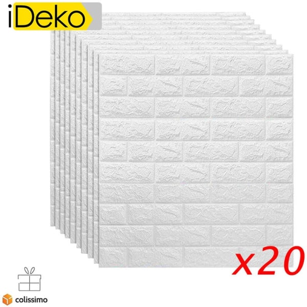 iDeko® 20 X 3D Tapet Simulering Sten Tegel DIY PE Skum DIY Självhäftande Vit 0,7*0,77 (M)