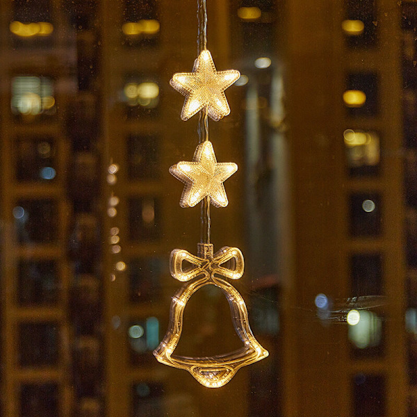 2 st lysande juldekorationer, hängande julbelysning för fönster med sugpropp, fönsterlampa, juldekorationslampa för fönster, för inomhusbruk