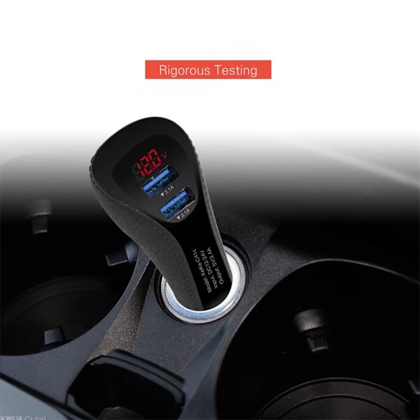 2-ports Digital Display Bil Laddare 5V Dubbel USB Display Bil Laddare Smart Display Mobiltelefon Laddare