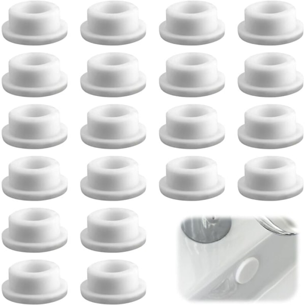 Vask Overløbsprop, 20 Stk Vask Overløbsdæksel, Gummi Overløbshuldæksel, Diameter 22-24mm, til Vaske, Badekar, Køkkenvaske