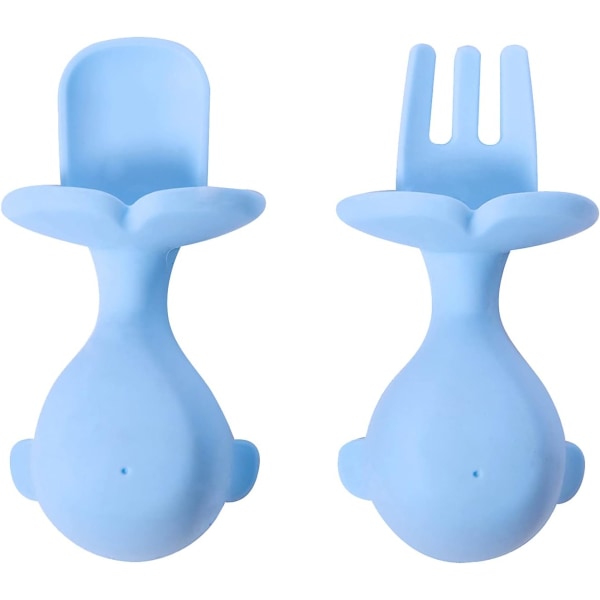 Blue-Baby Spoon Gaffel Sæt, Baby Spoon Learning Service BPA Free