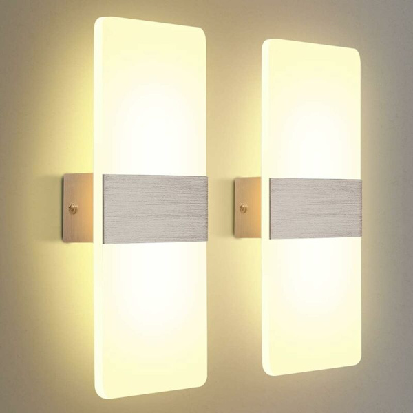 2-pack LED-vägglampa för inomhusbruk 12W Varmvitt 3000K AC 230V Akryl Vägglampa Modern Design Dekorationsvägglampa för Vardagsrum Sovrum Hall Bad