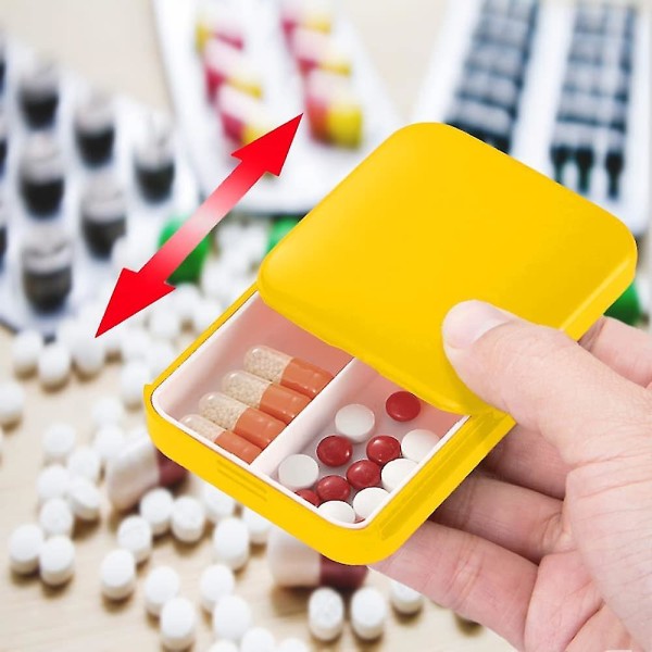 Gul pilleboks, bærbar pilleboks, mini pilleboks i plast, pille B