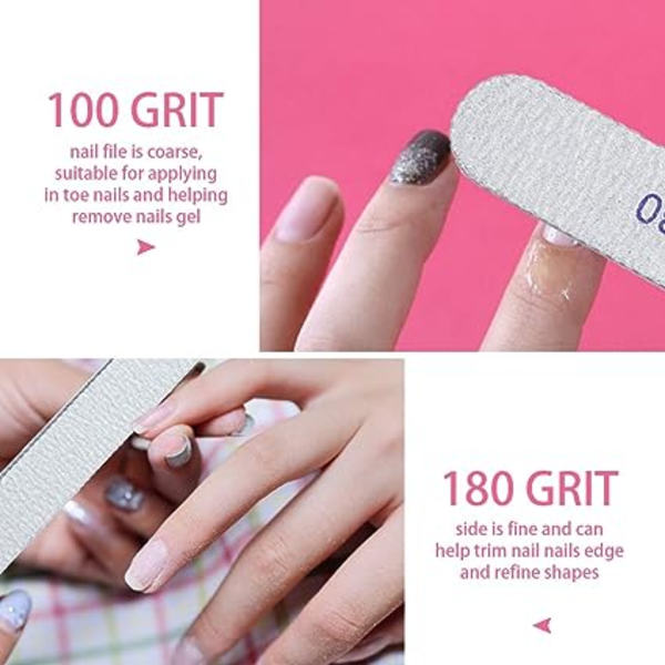 15 st professionella nagelfilar, dubbelsidig nagelfil, 100/180 grit tvättbar dubbelsidig smärgelbräda för kosmetisk manikyr, frisörsalong, husdjur, hem