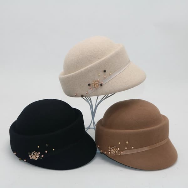 Baret efterår og vinter spids kasket ridehat retro kort skygge bowler hat one size