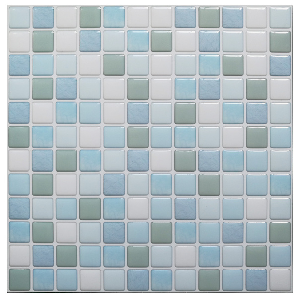 3D-mosaiikkilaattojen liimautuva seinävedenkestävä itseliimautuva laattatarra 23,6 x 23,6 cm keittiöön kylpyhuoneeseen - 4 kappaletta