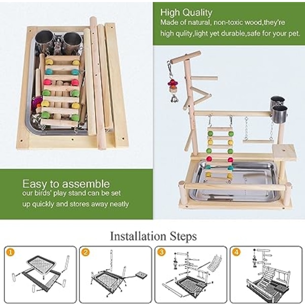 Playground bird toy parrot playground parrot cage accessories with feeding cup ladder swing parrot play stand parrot