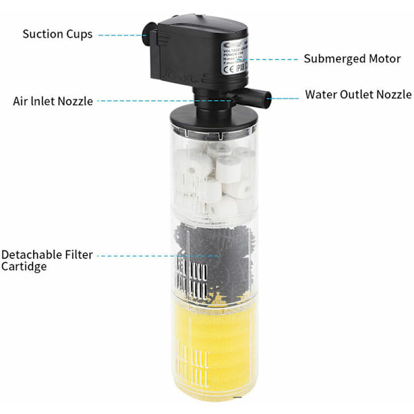 Troetish Akvariefisk Filter Tre-i-ett Oksygeneringsfilter Filter Filter Filter Integrert Filter Tre Filtermateriale