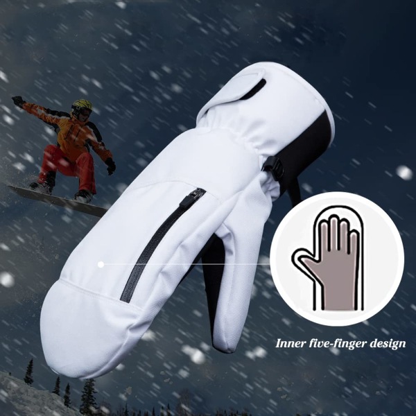 Vattentäta skidhandskar för kvinnor, golfhandskar för män, skidhandskar för kvinnor, termohandskar, pekskärmshandskar, unisex sporthandskar med dragkedjefickor (Wh