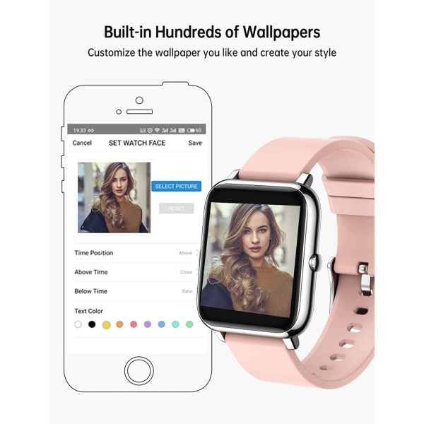 Watch syke-unimittari Verenpaine-yhteensopiva Android iOS Miehet Women-Pink