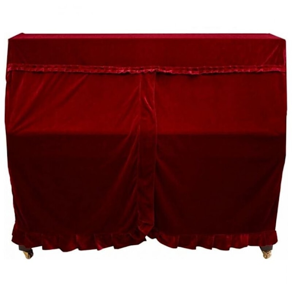 152 x 60 x 110 cm Pianoöverdrag, Dekorerat dammskydd för fullstort piano Pleuche (röd) Stöd för pallöverdrag