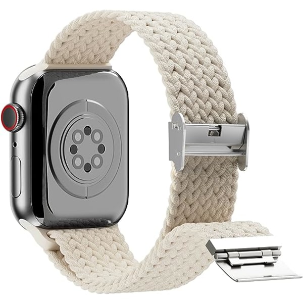 Todelt elastisk vævet armbånd (sort og beige, ur ikke inkluderet) Kompatibelt med Apple Watch-armbånd 40mm 41mm 38mm Dame- og herre sports elastisk håndled