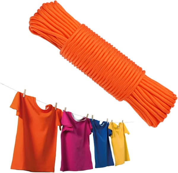 Polypropenrep, flätat polypropenrep, rep, klädstreck, orange rep, 10m, bärbara rep för campingtält, torkning av kläder, handvävning