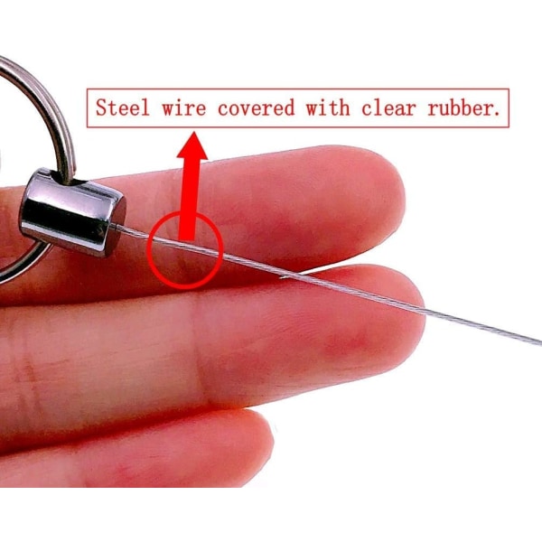 3 x udtrækkelige nøgleringe med bælteclips og stålhjulskæde, R