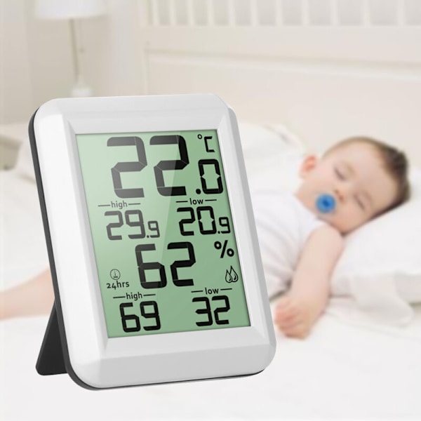 Mini Digital LCD Inomhus Termometer, Rumshygrometer °C/°F Temperatur- och Fuktighetsmätare Termo-Hygrometer med Ställ
