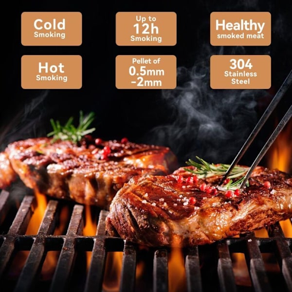 Kold Røg Generator, Kold Generator, BBQ Røgeovn, Rustfri Stål Røgegrill, Røg Generator med Børste og Kroge, Ideel til Rygning af Kød, Fisk, BB