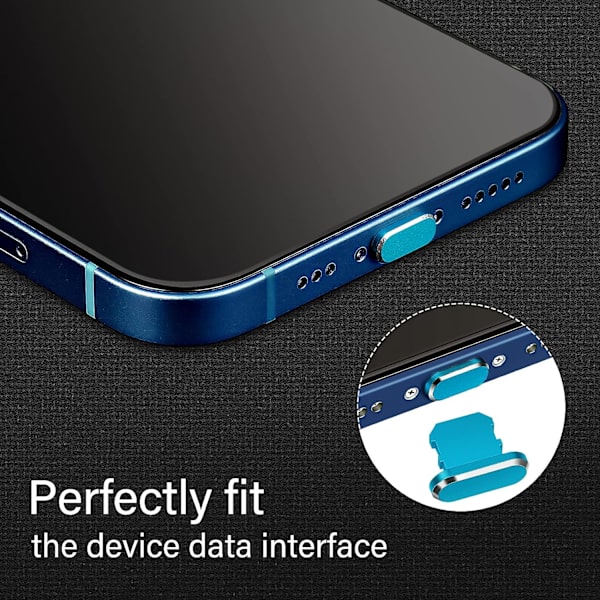 (Mörkblå) 4 dammskydd kompatibla med iPhone 11, 12 dammskydd för laddning kompatibel med iPhone 11, 12, Pro, Max/X/XS/XR, 7, 8 Plus, iPad