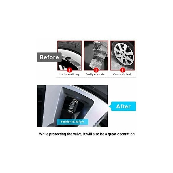 16 Delar Ventilkåpa Bilventilhattar, Metallventil Bilhattar med Logotyp Kompatibla med Audi A1 A3 RS3 A4 A5 A6 A7 RS7 A8 Q5 Q5 Q7 R8 S Serie