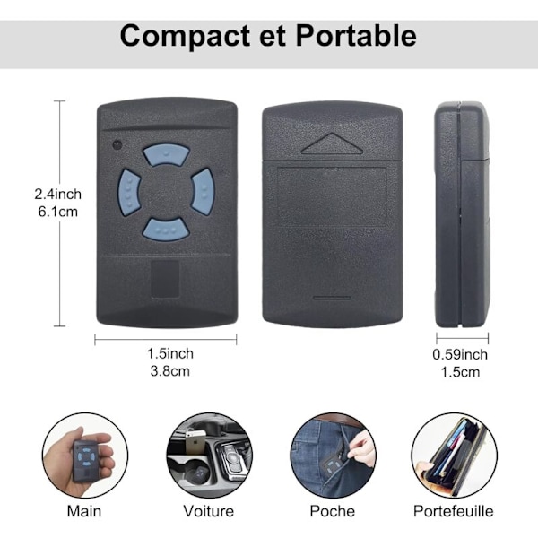 Hörmann Garagefjärrkontroll Hörmann Blå Knappar-868MHz Endast Solle-kontroll kompatibel för Garageport Hörmann HSM2 HSM4 HS1 HS2 HS4 HSE2 HSZ1 HSZ2 HSP4 HSP