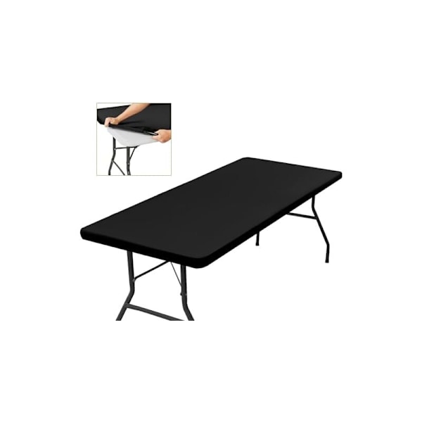 (1830 × 760 × 5) Svart, elastisk, tøyelig, maskinvaskbart tablett, med vann og ideell for hage, elegant og lett å rengjøre rengjøringsbord.