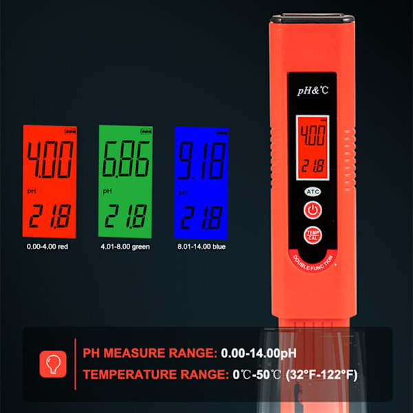 PHMETER bærbar akvarie inspektionspen med automatisk temperaturkompensationsfunktion (Bærbar phmeter - AUTARIUM Auto Kompensationsfunktion