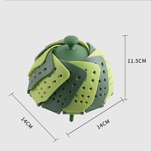 Hopfällbar ångkorg för grönsaker, kompakt förvaring - Grön