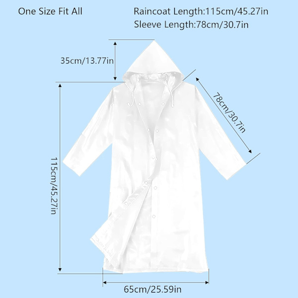 2-delad regnponcho återanvändbar vattentät poncho lätta regnrockar med huva regnrock för kvinnor män vandring camping resor (transparent grå)