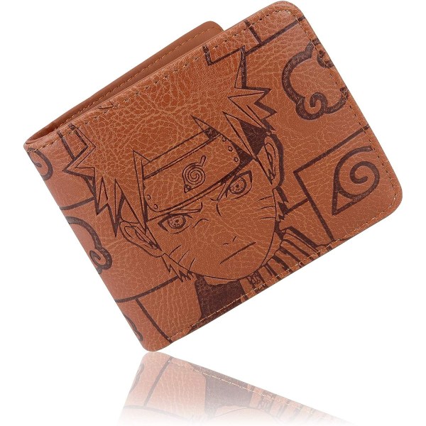 Anime-lompakot Naruto Akatsuki Cloud Men Faux Leather Slim Short Wallet Bi-Fold Card Holder Wallet Brown