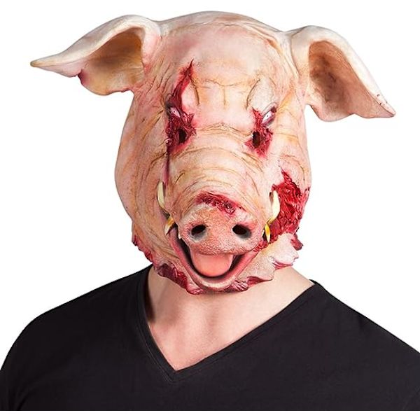 Blodig gris latexhuvudmask