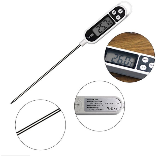 Digital Köksstermometer för Bakverk 3 Sekunders Termometer Snabb Termometer för Varma Drycker Mjölk Sockertemometer Konditori med lång