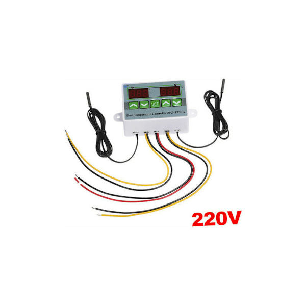 Digital Temperaturregulator med dobbelt display, 220V / 1500W - 220V / 1500W
