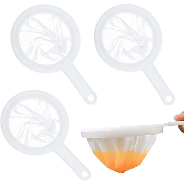 3 stk. fødevarefilter i plast, fint køkkenfilter, 100/200/400 mesh nylon fødevarefilter til frugtsaft, vin, mælk, Nylo fødevarefilter