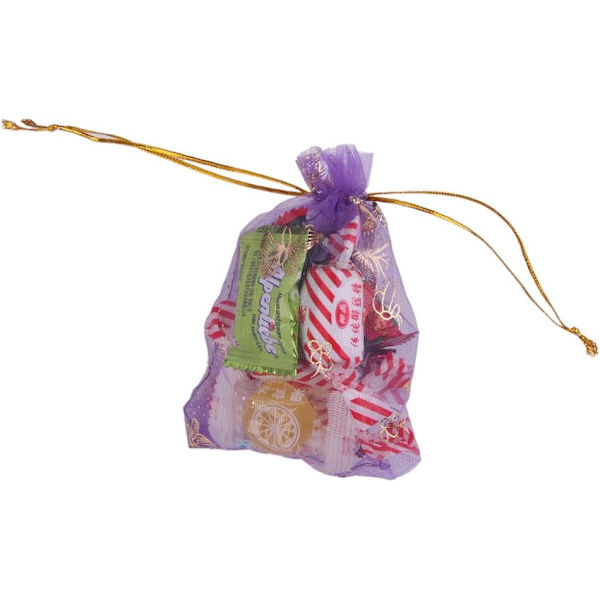 100 kpl organza-lahjapusseja häälahjoille ja lahjoille 9x12cm (perhoskuvio), violetti